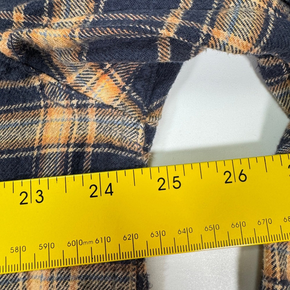 Carhartt Flannel Shirt Mens L Navy Blue Tan Plaid Cotton Workwear Long Sleeve - Picture 5 of 10